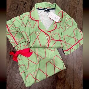 Katie Kime Birdie Pajama Pants Set | Medium | Green Pink Golf Print | NWT | Rare